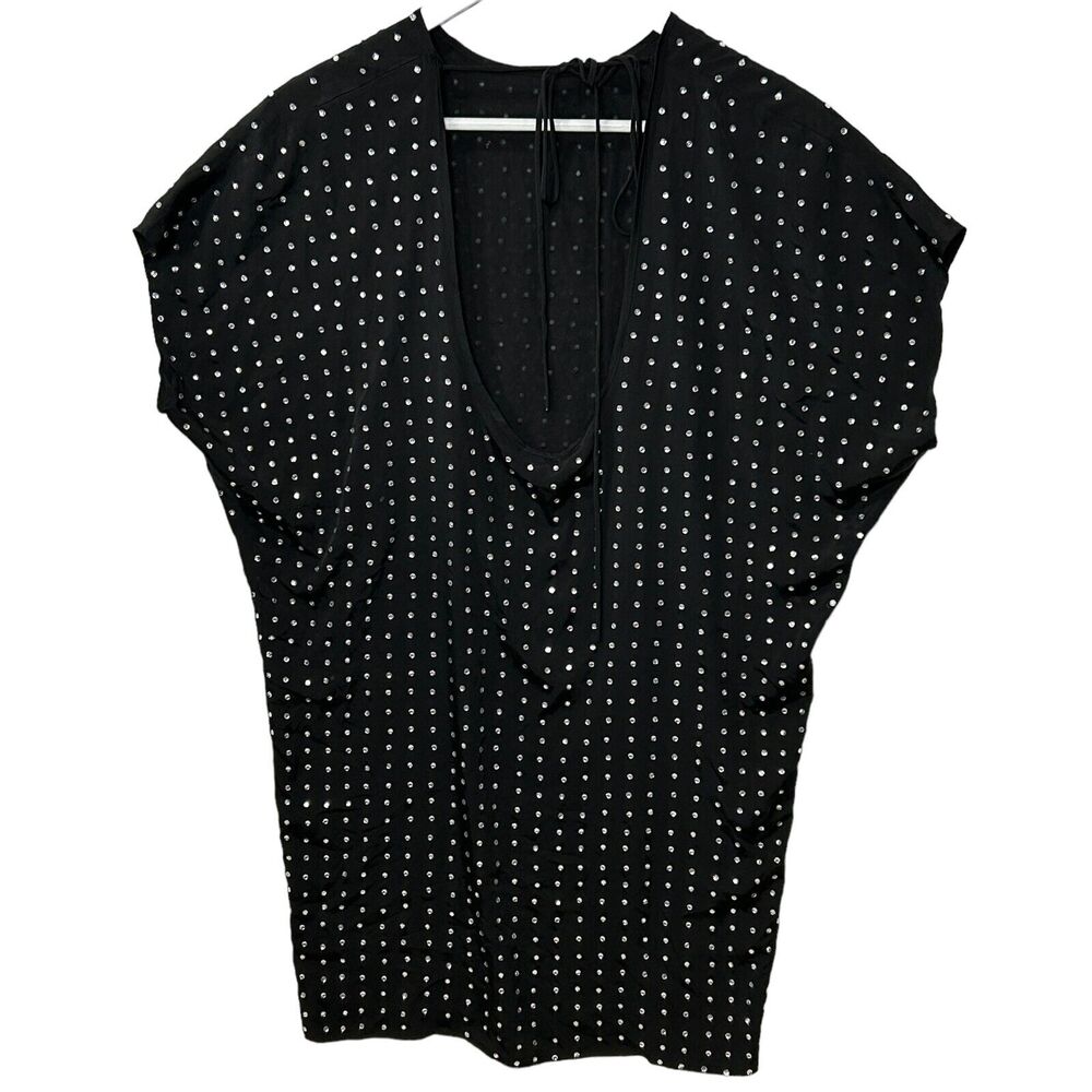 New Susana Monaco Embellished Rhinestone Scoop Back Dress Black Women Small NWOT - Picture 3 of 9